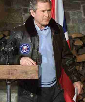 George Bush Brown Bomber Leather Jacket