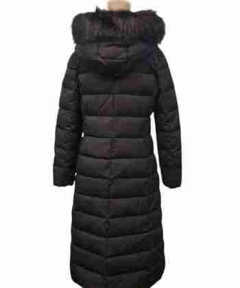 Black Faux Fur Long Hooded Puffer Coat